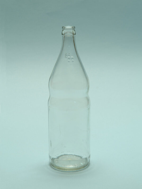 Suikerglas Mineraalwaterfles 1 Liter, blank, 29 x ø 8,5 cm.