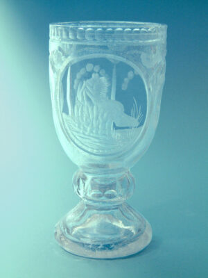 Sugar glass Wine chalice Horse motif, 17 x 8.5 cm